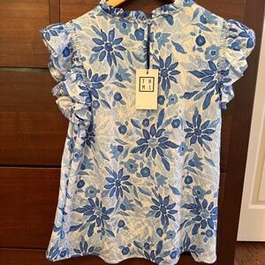 THML Floral Ruffle Sleeve Top Medium NWT